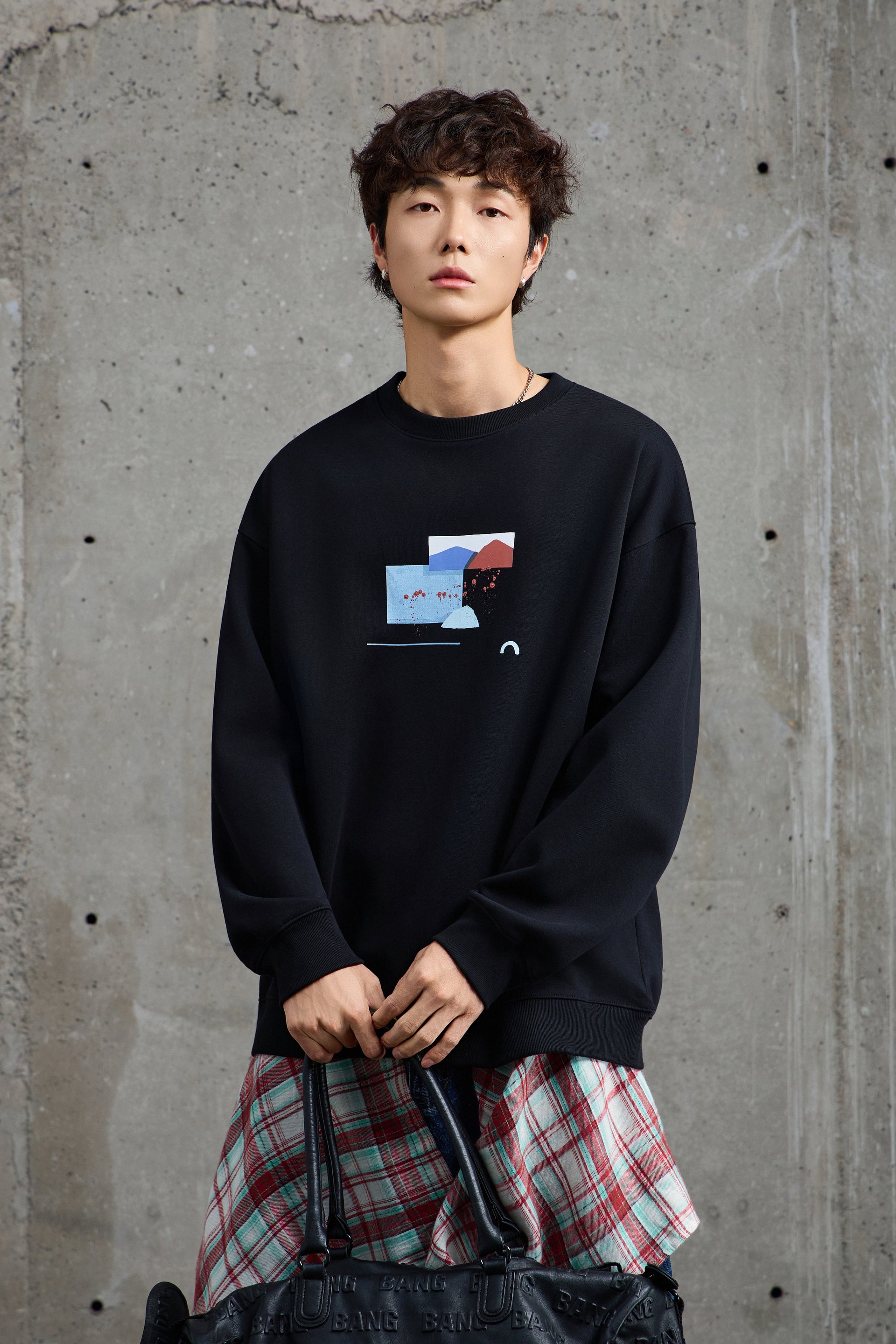 Abstract Printed Jet Black Sweatshirt