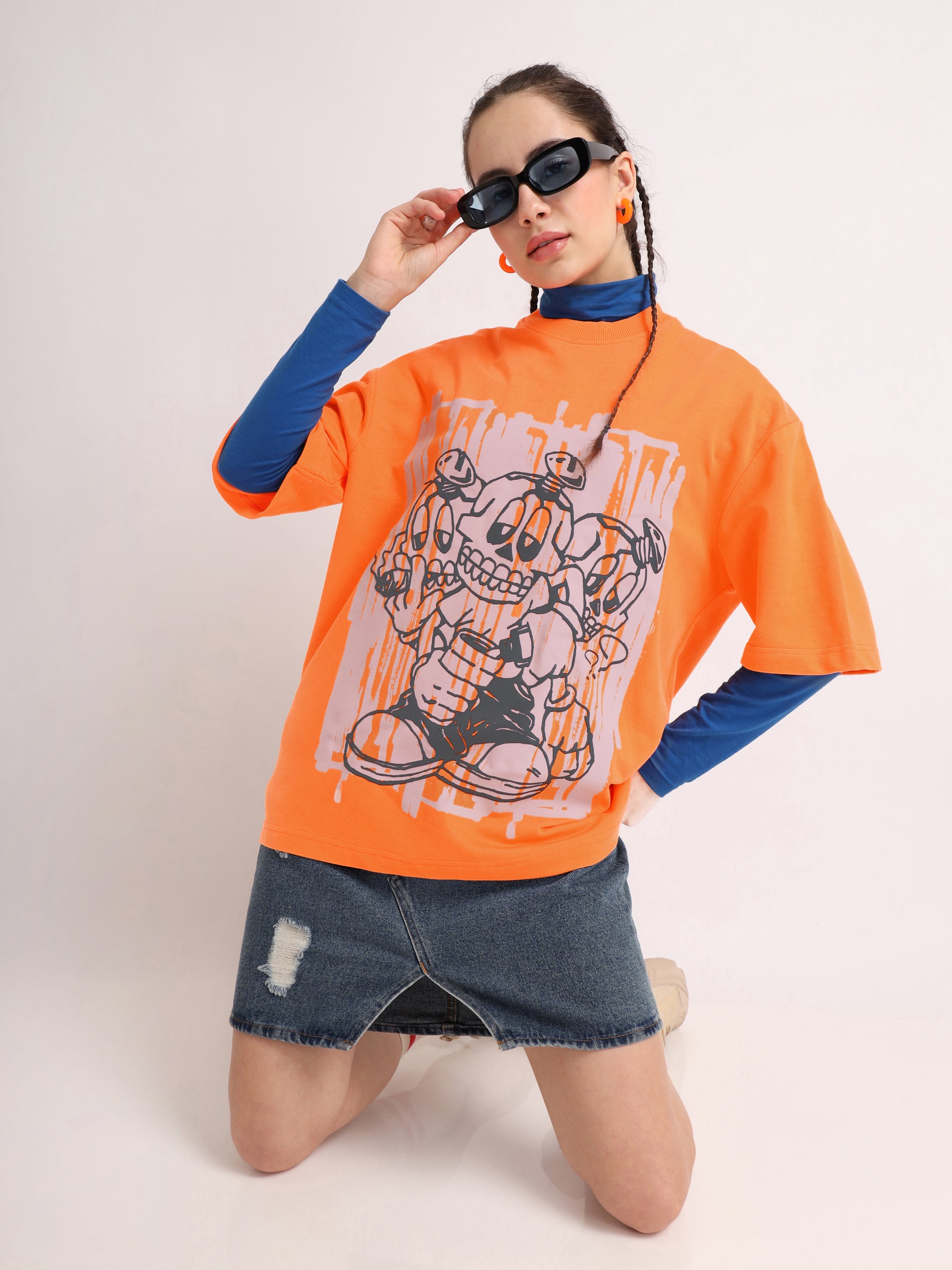 Neon Orange Pain Killers Oversized T-Shirt