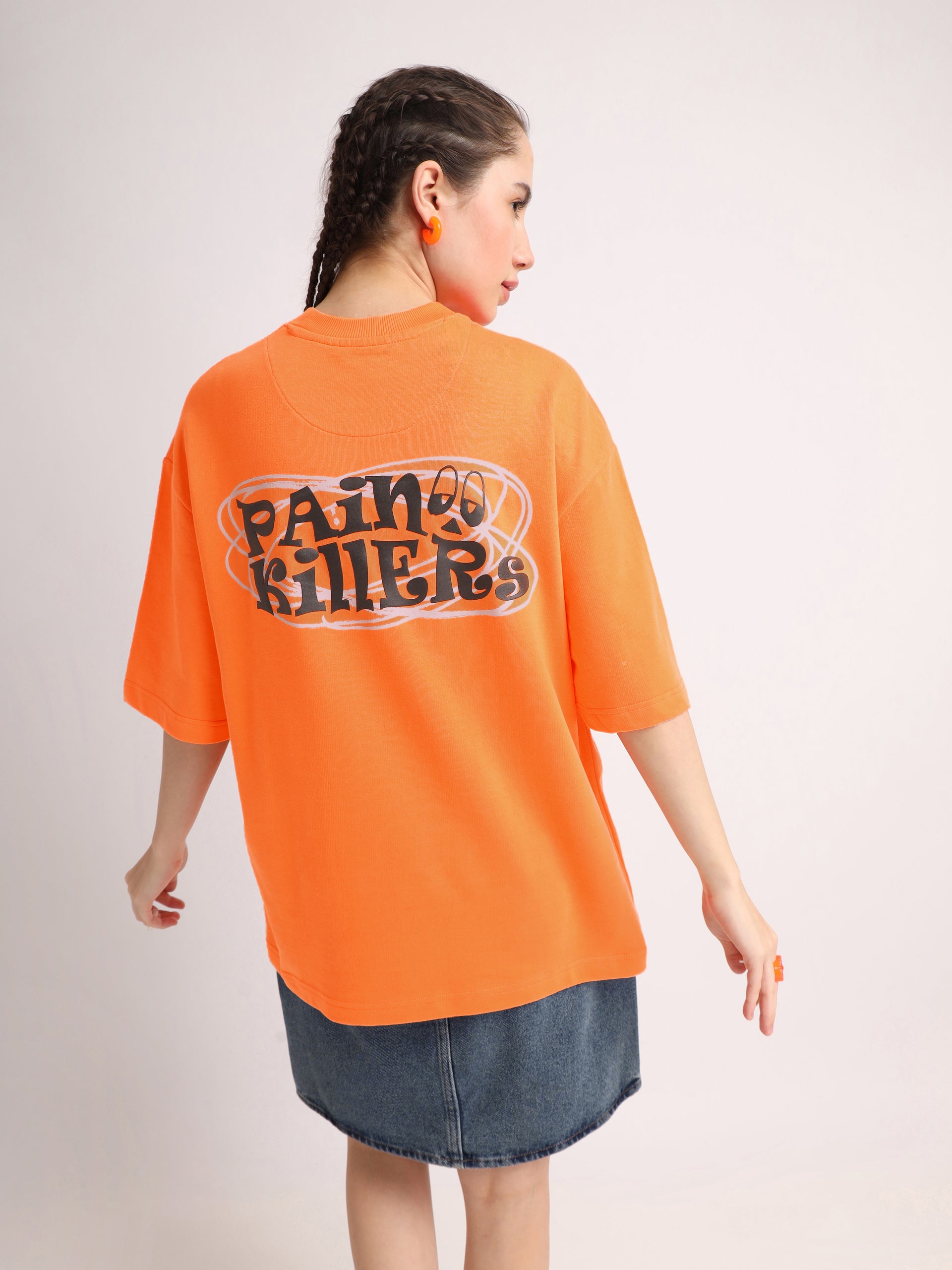 Neon Orange Pain Killers Oversized T-Shirt