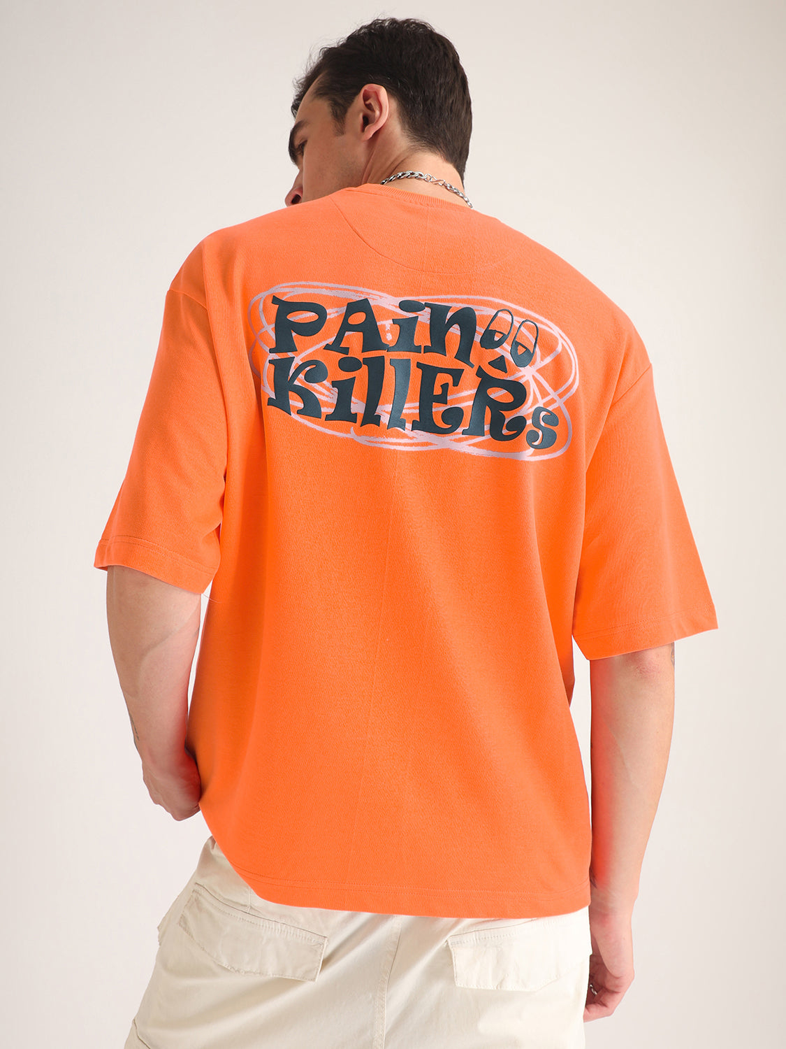 Neon Orange Pain Killer Oversized T-Shirt