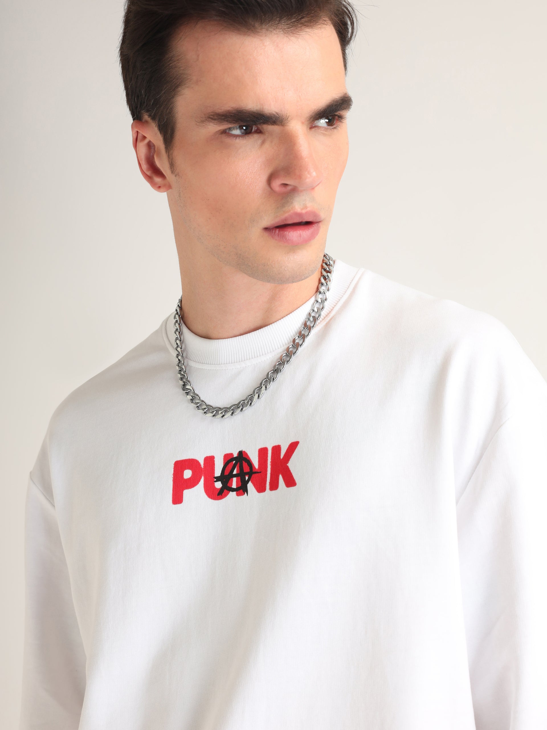White Punk Monk Oversized T-Shirt