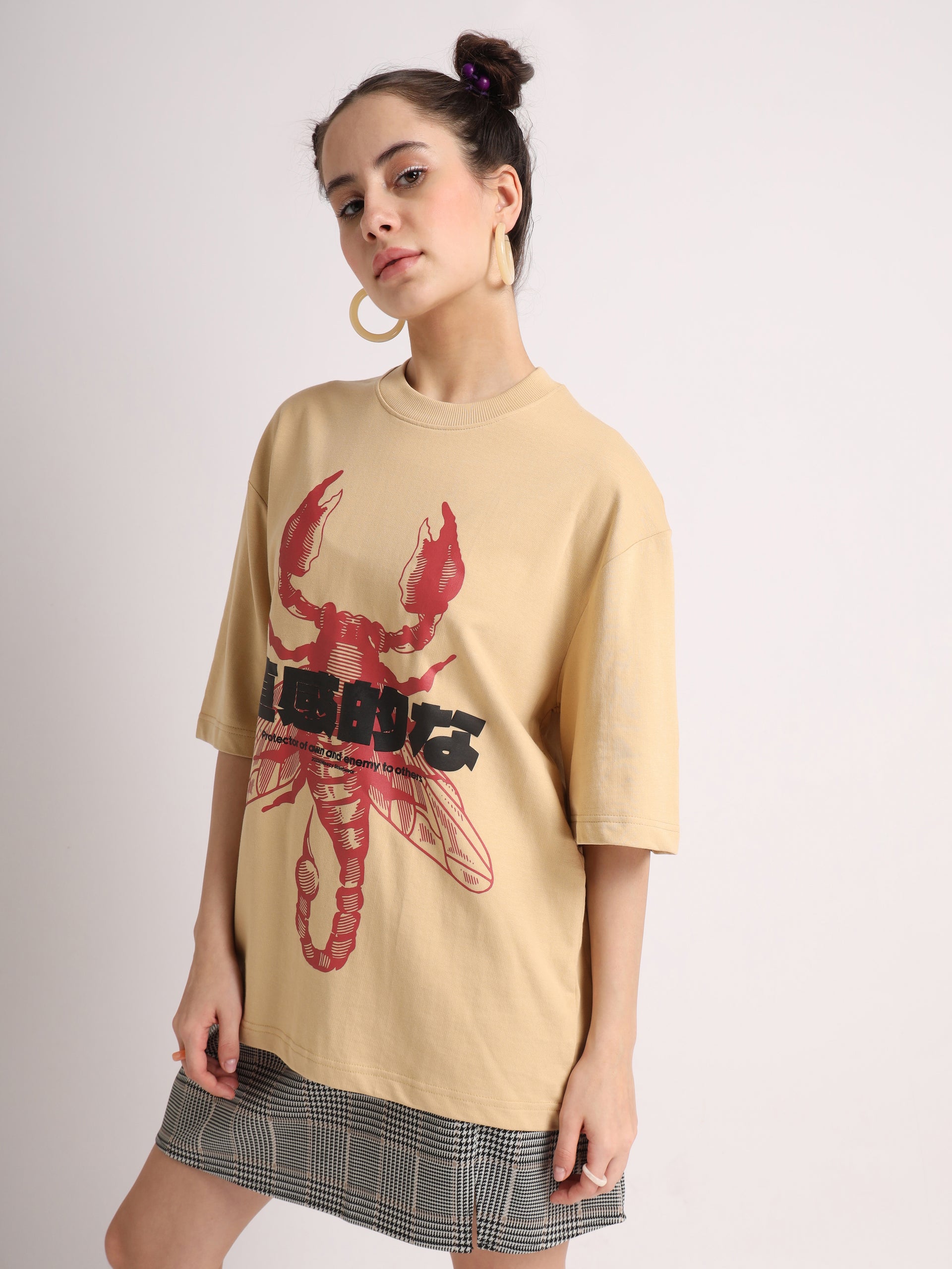 Beige Scorpion Oversized T-Shirt