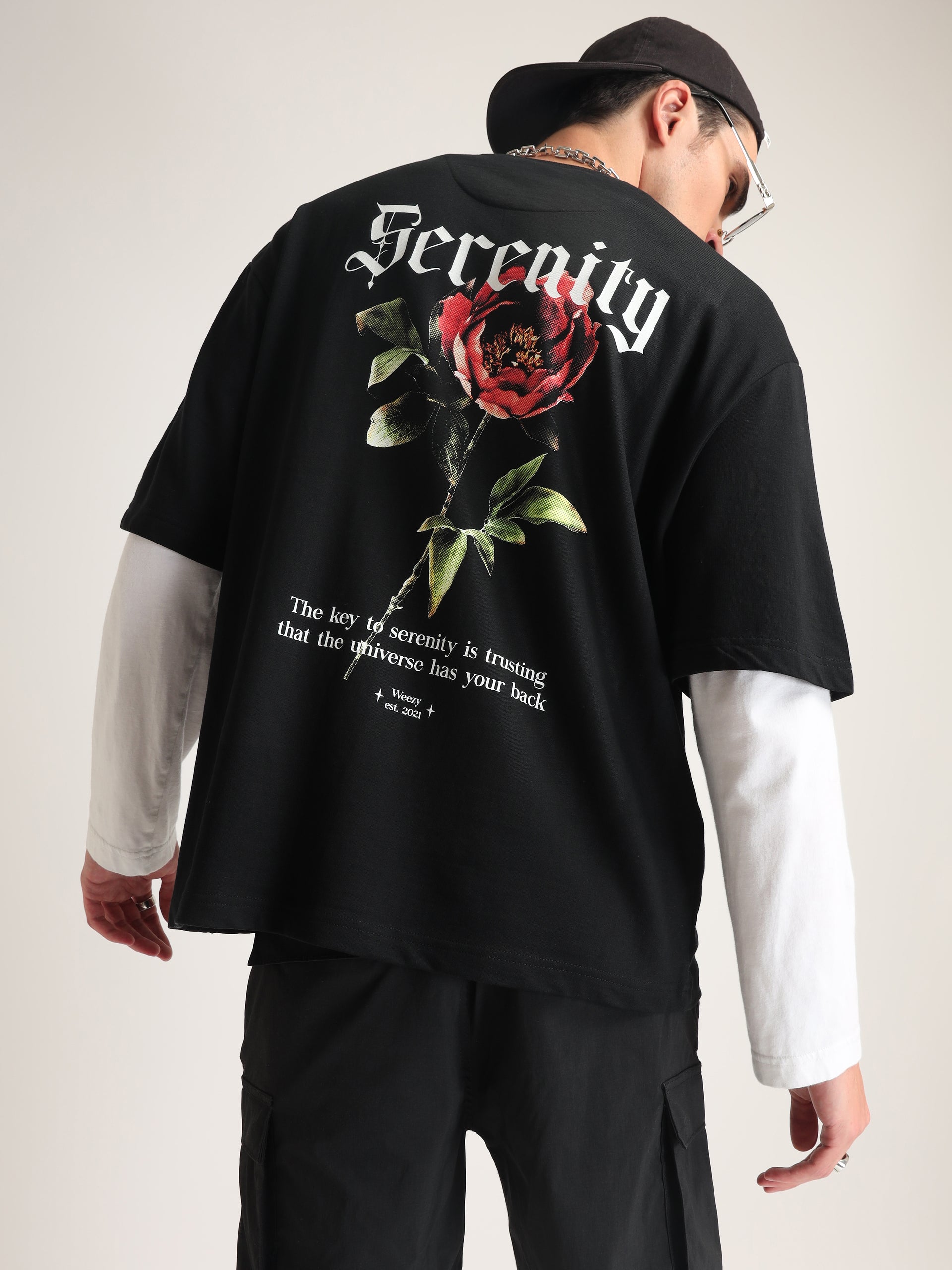Jet Black Serenity Oversized T-Shirt