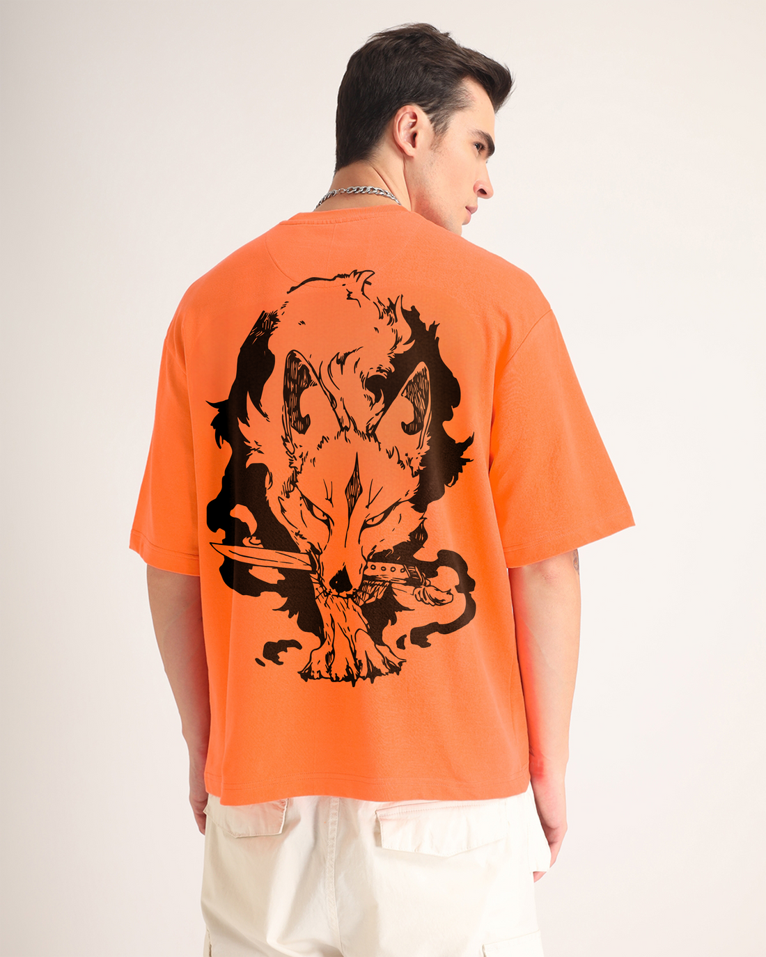 Premium Orange - Wolf Fury Oversized T-Shirt