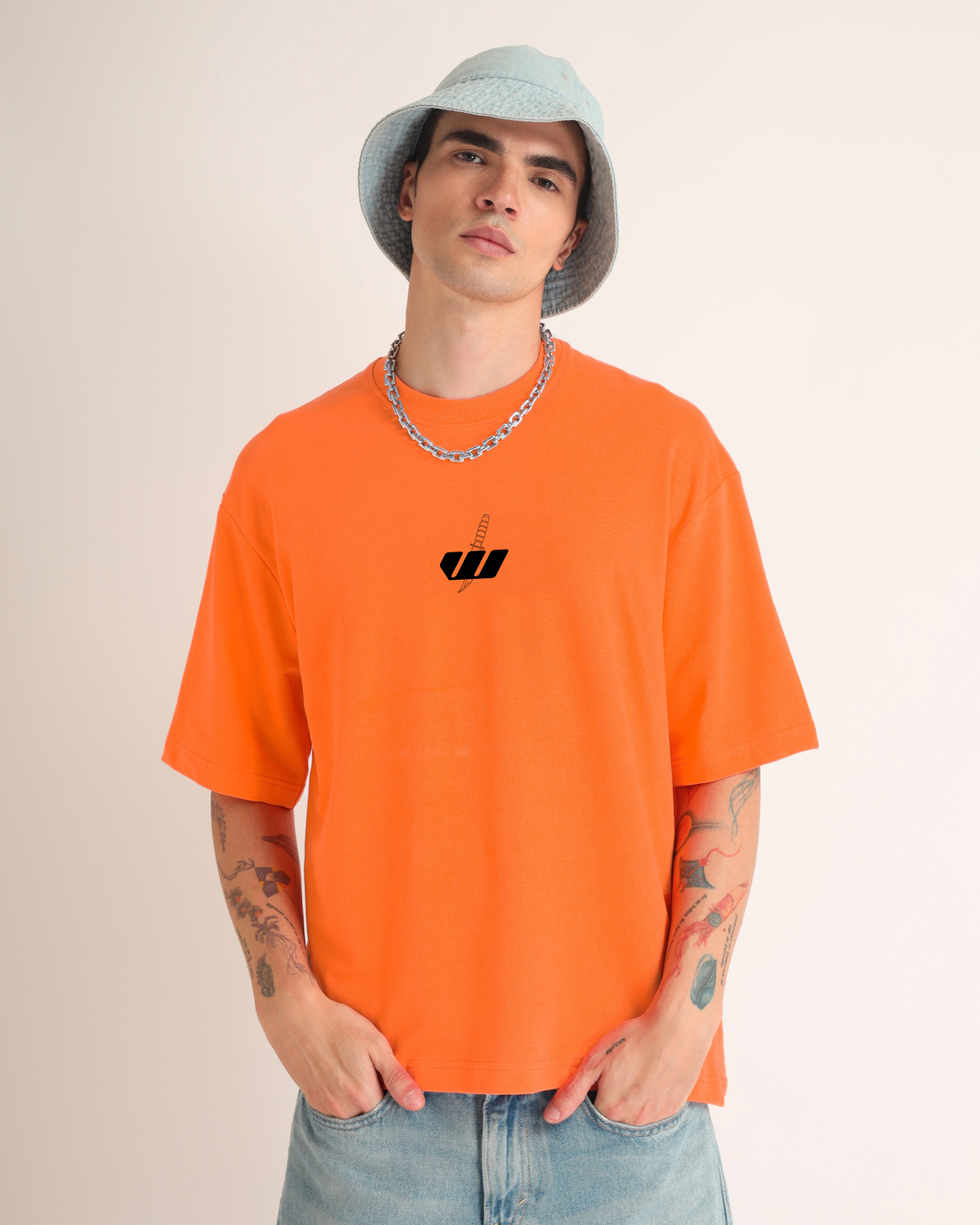 Premium Orange - Wolf Fury Oversized T-Shirt