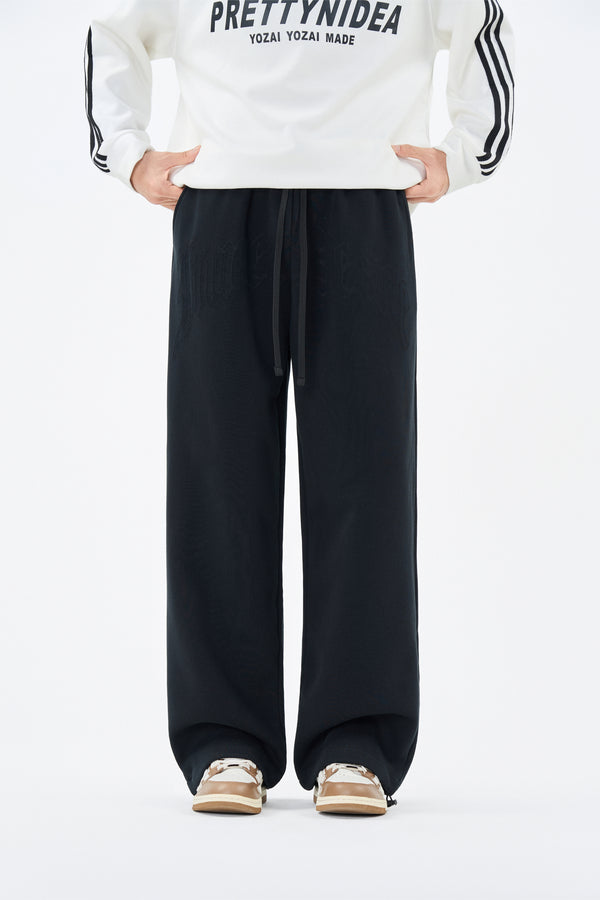Embroidered Black Sweatpants Front view | Weezy