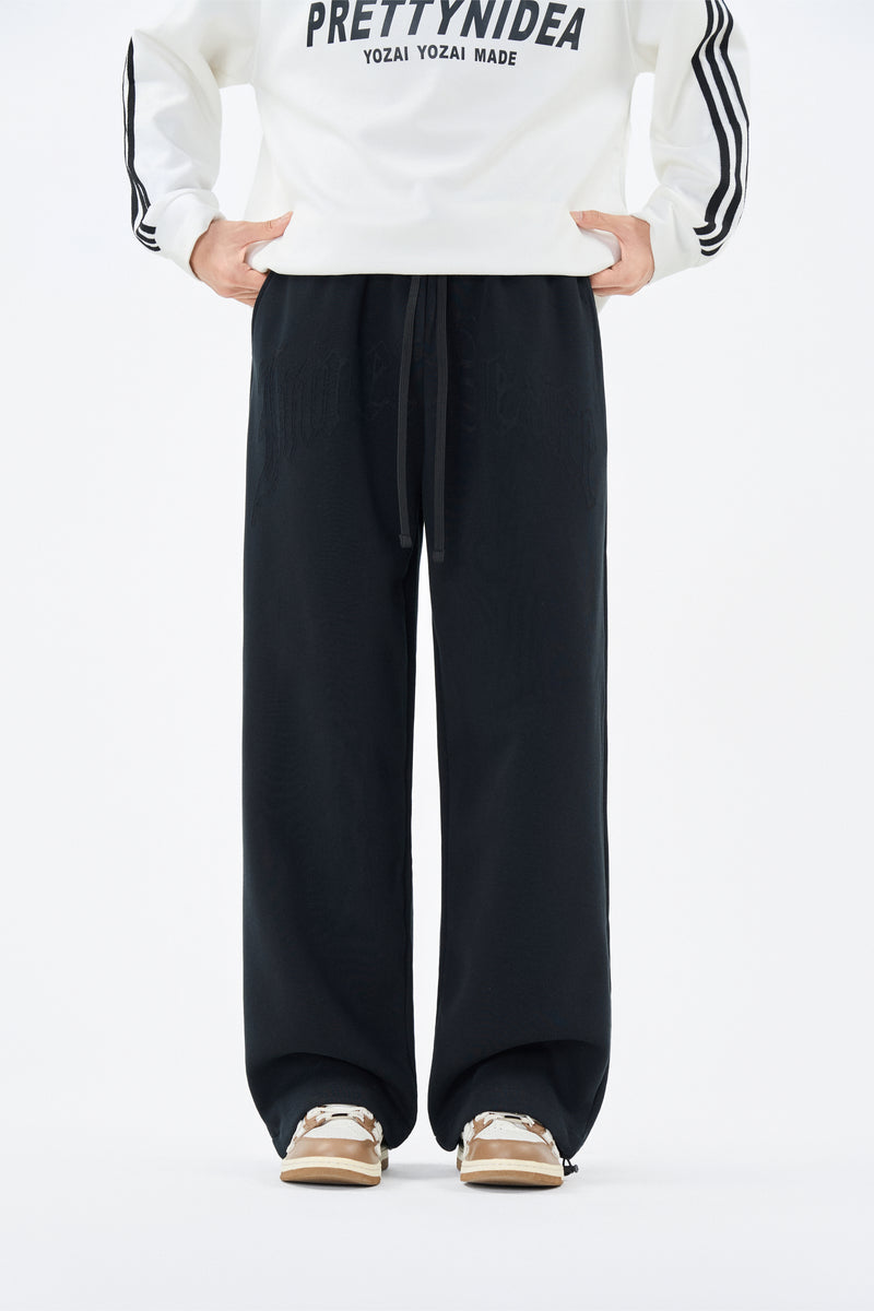 Embroidered Black Sweatpants Front view | Weezy