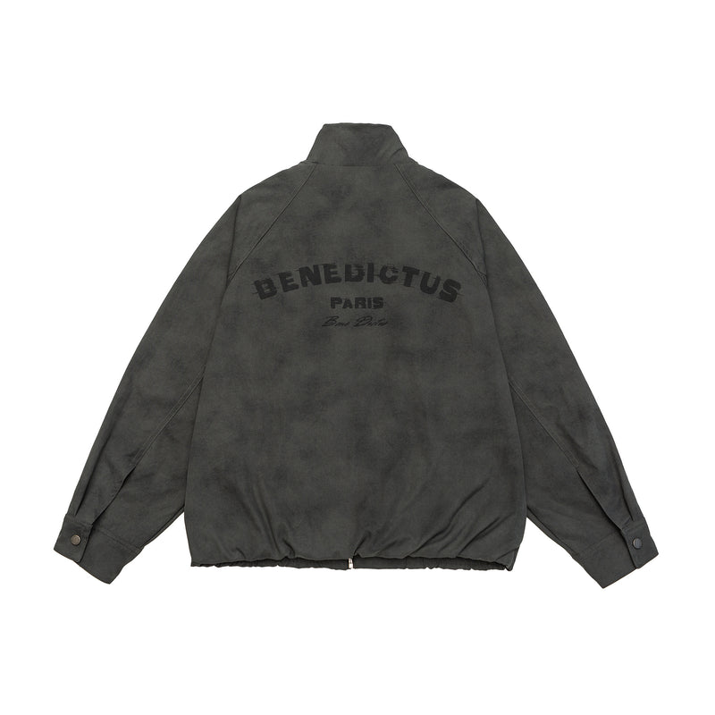 Ash Grey Relaxed Fit Bomber Jacket Model view | Weezy
