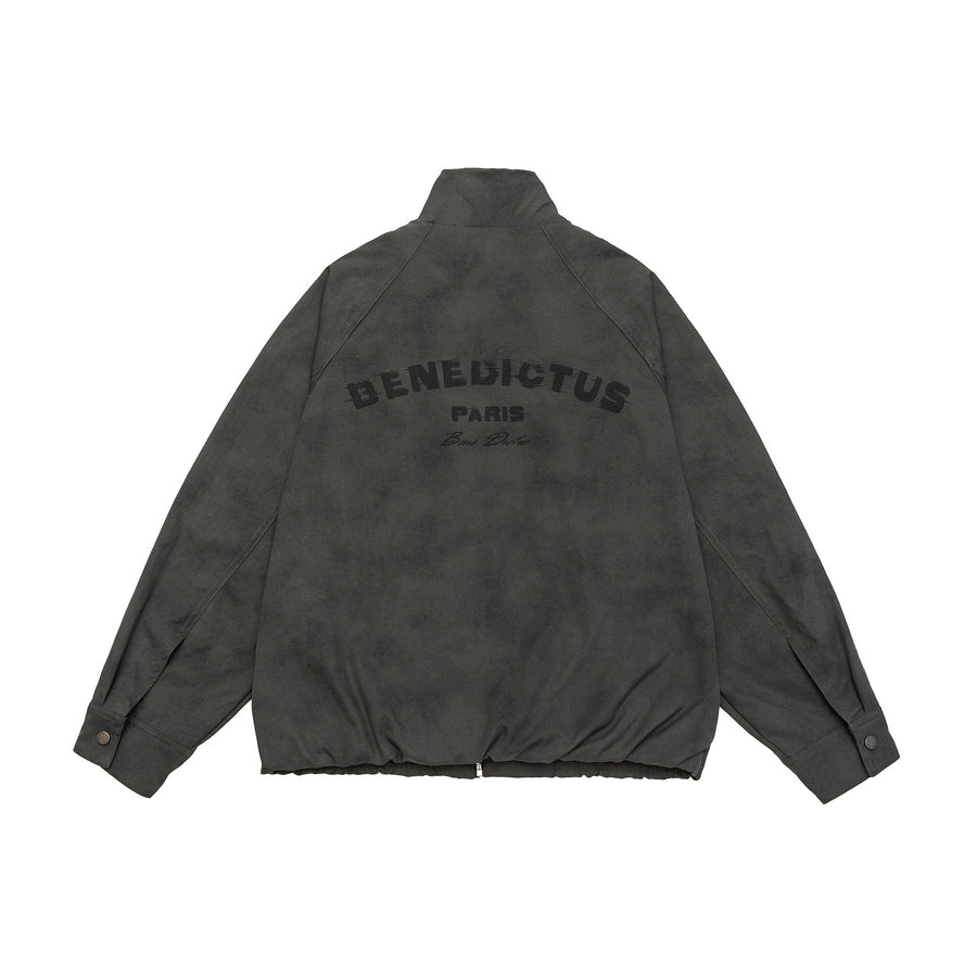 Ash Grey Relaxed Fit Bomber Jacket Model view | Weezy