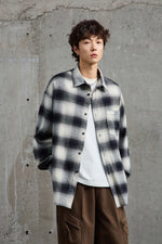 Black & White Plaid Flannel Overshirt Front view | Weezy