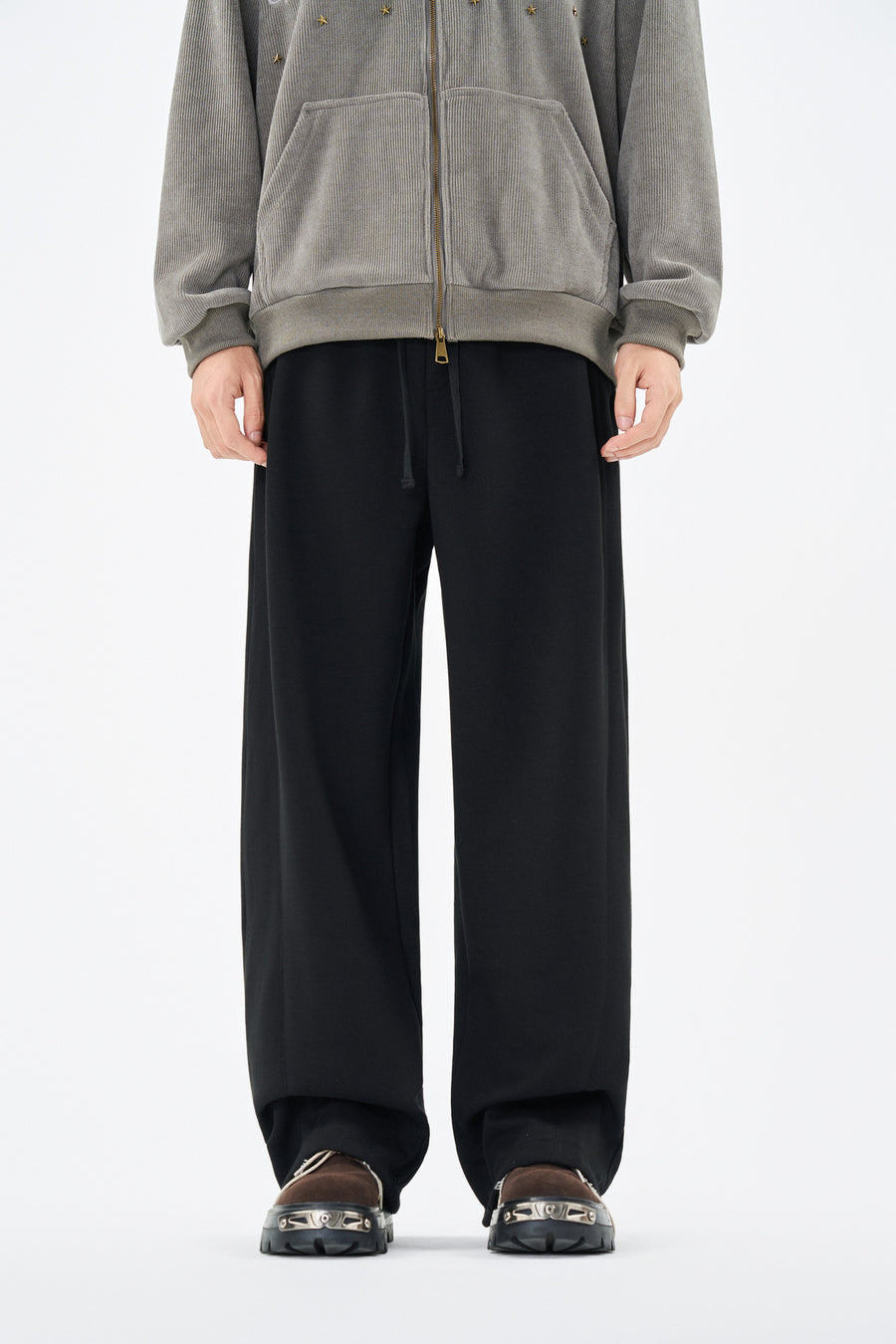 Jet Black Monoframe Relaxed Fit Pants Back view | Weezy