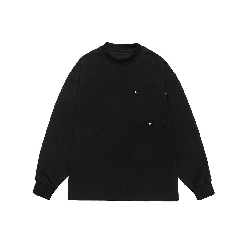 Unisex Black Pullover With Button Accents Lifestyle view | Weezy