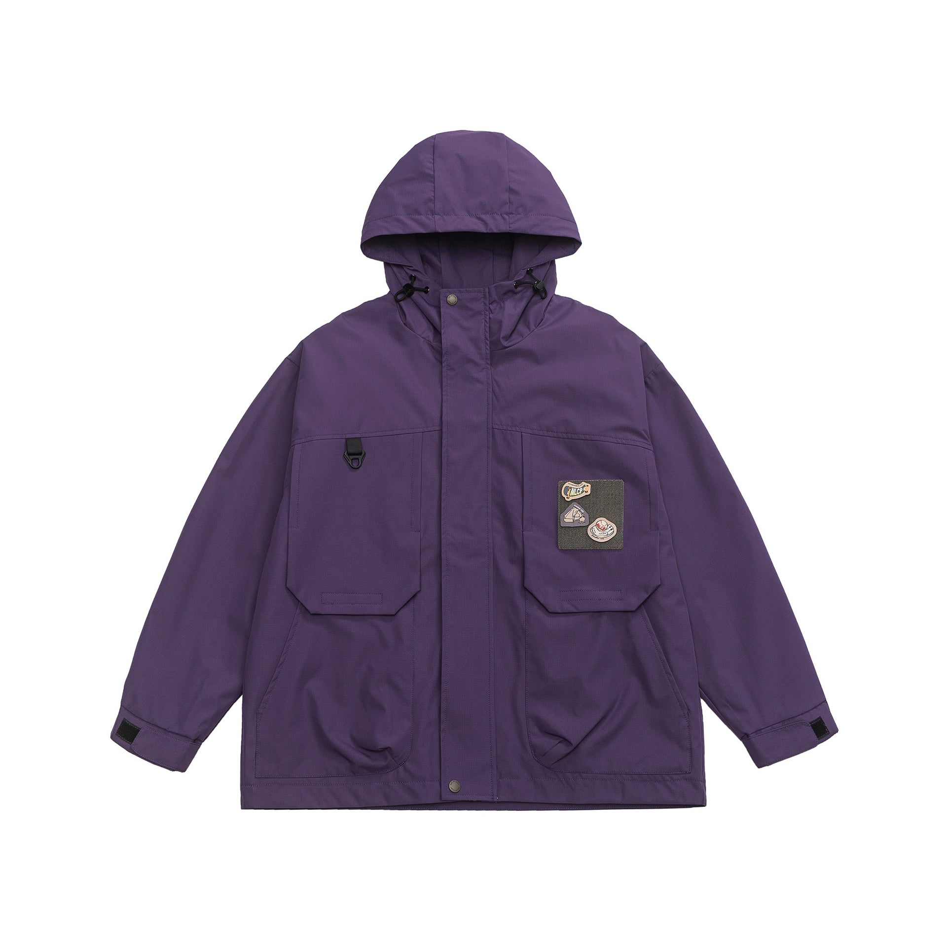 Purple Hooded Cargo Jacket