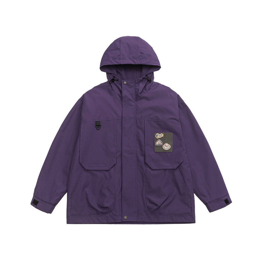 Purple Hooded Cargo Jacket Model view | Weezy