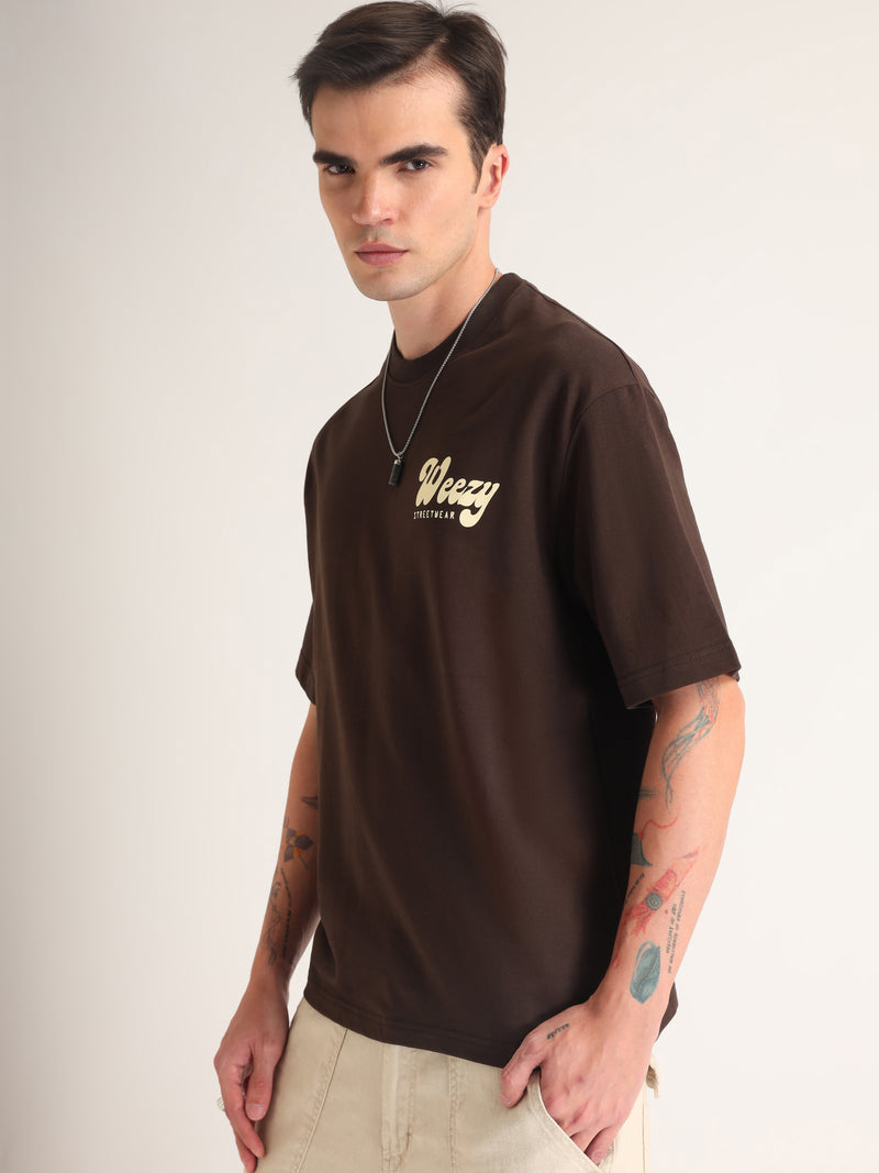Chocolate Brown Call Me Oversized T-Shirt Lifestyle view | Weezy