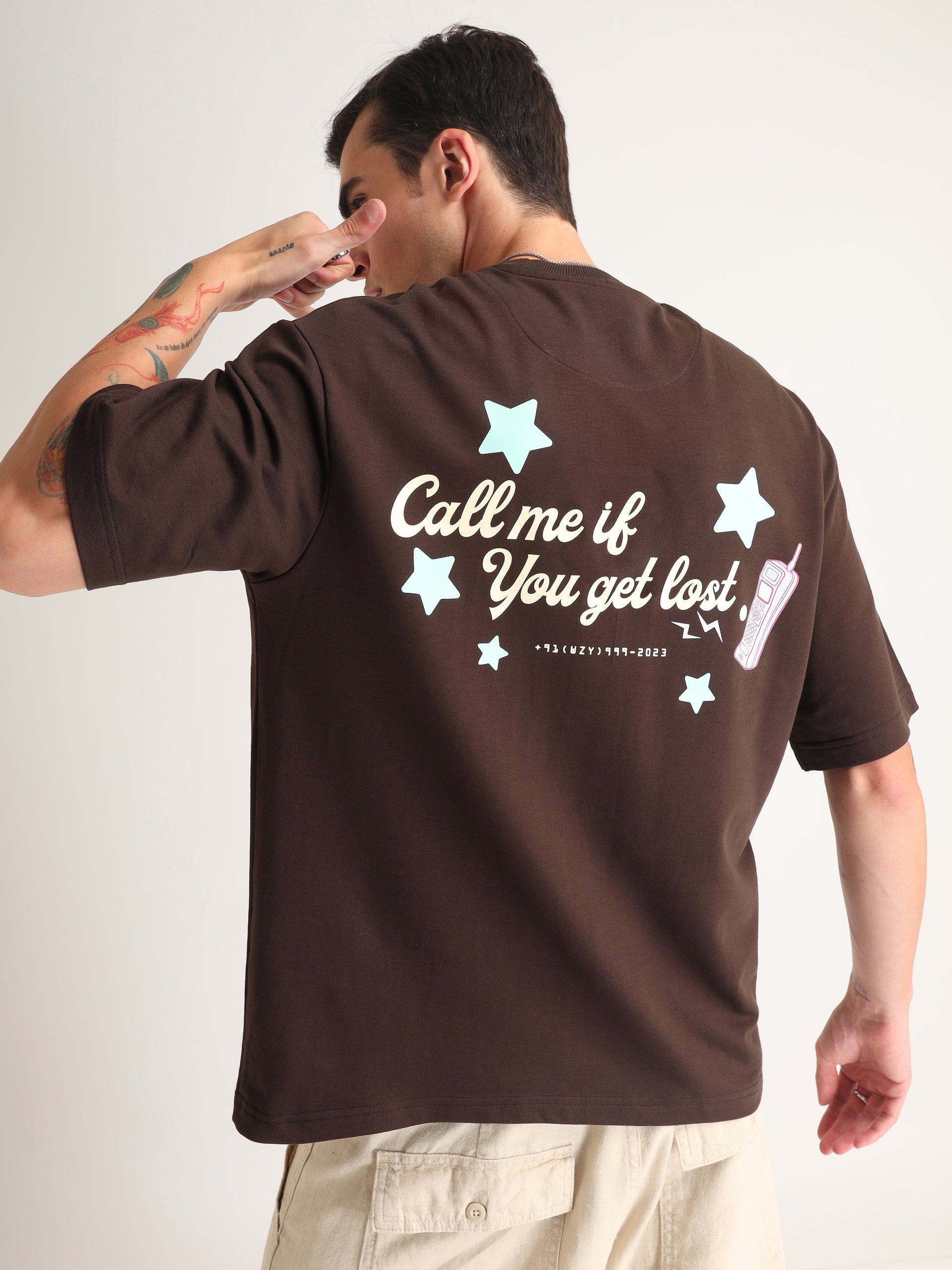 Chocolate Brown Call Me Oversized T-Shirt