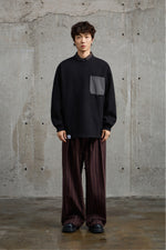 Black Crewneck Sweatshirt With Pocket Detail Lifestyle view | Weezy
