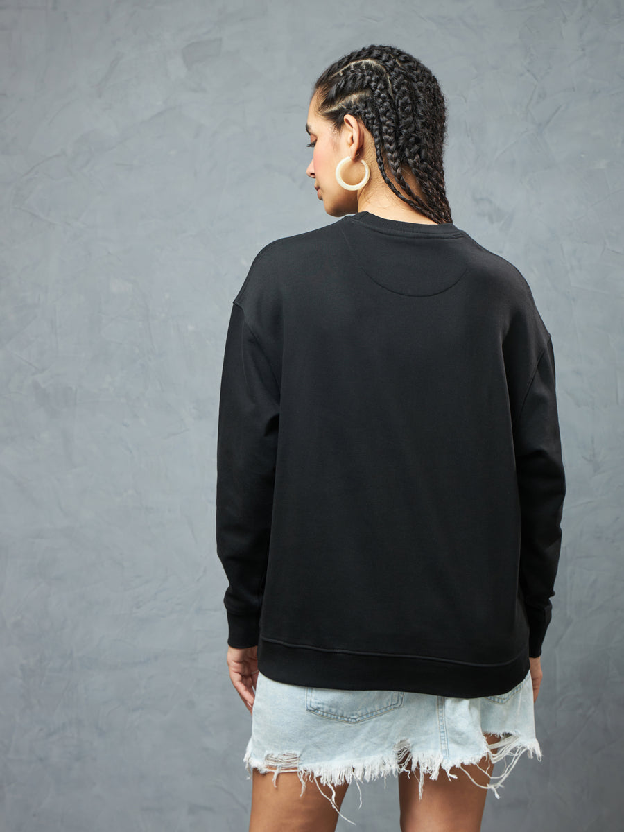 Jet Black Cherry Picked Sweatshirt Side view | Weezy