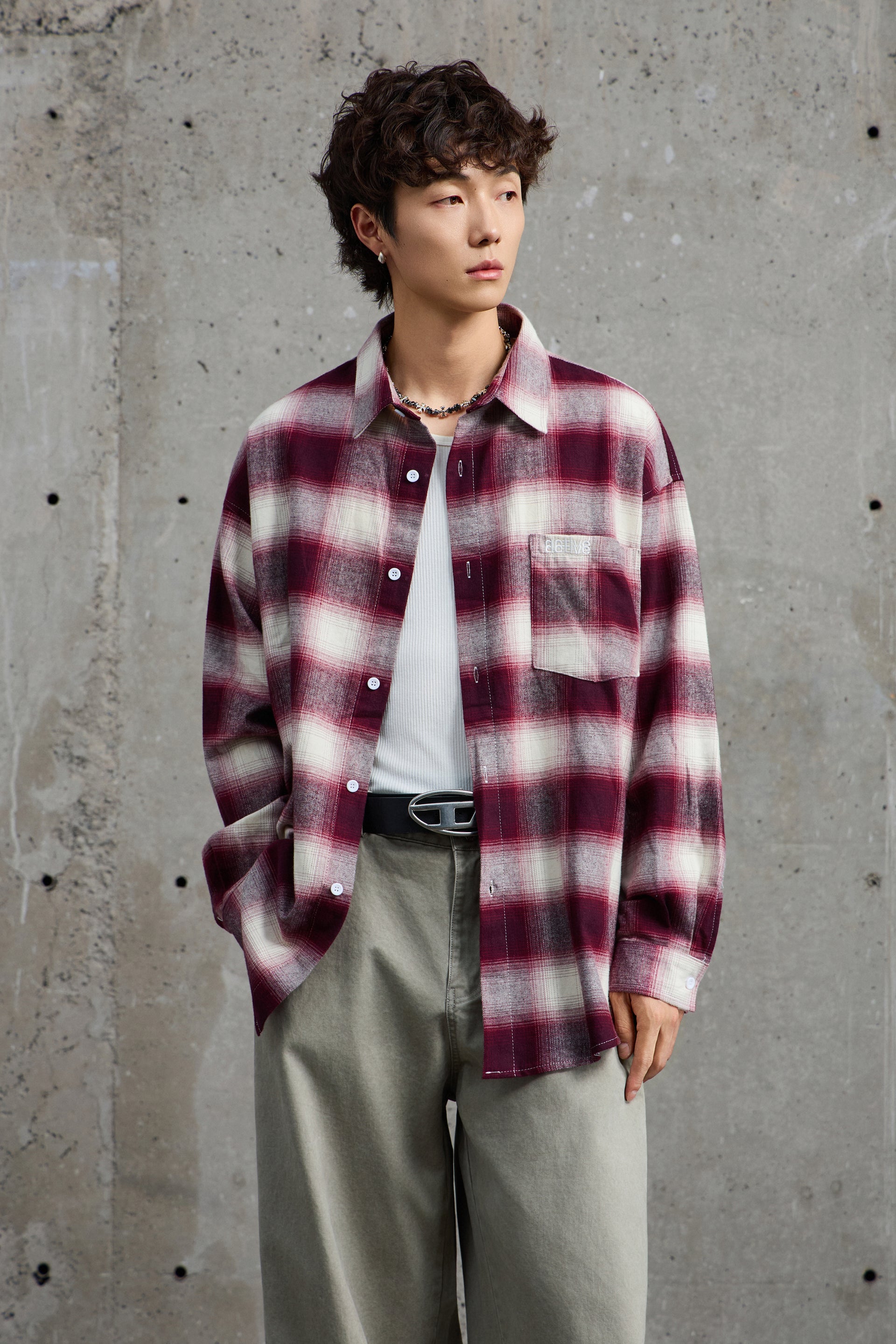 Ox Blood Plaid Flannel Overshirt