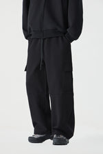 Jet Black Cargo Sweatpants Close-up | Weezy