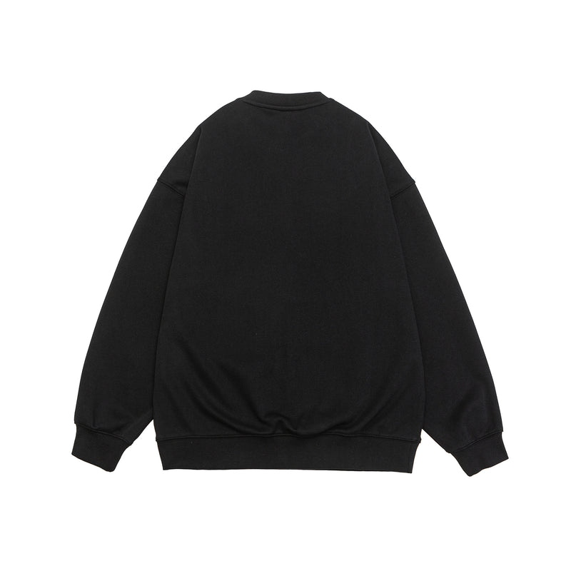 Jet Black Embroidered Sweatshirt Model view | Weezy
