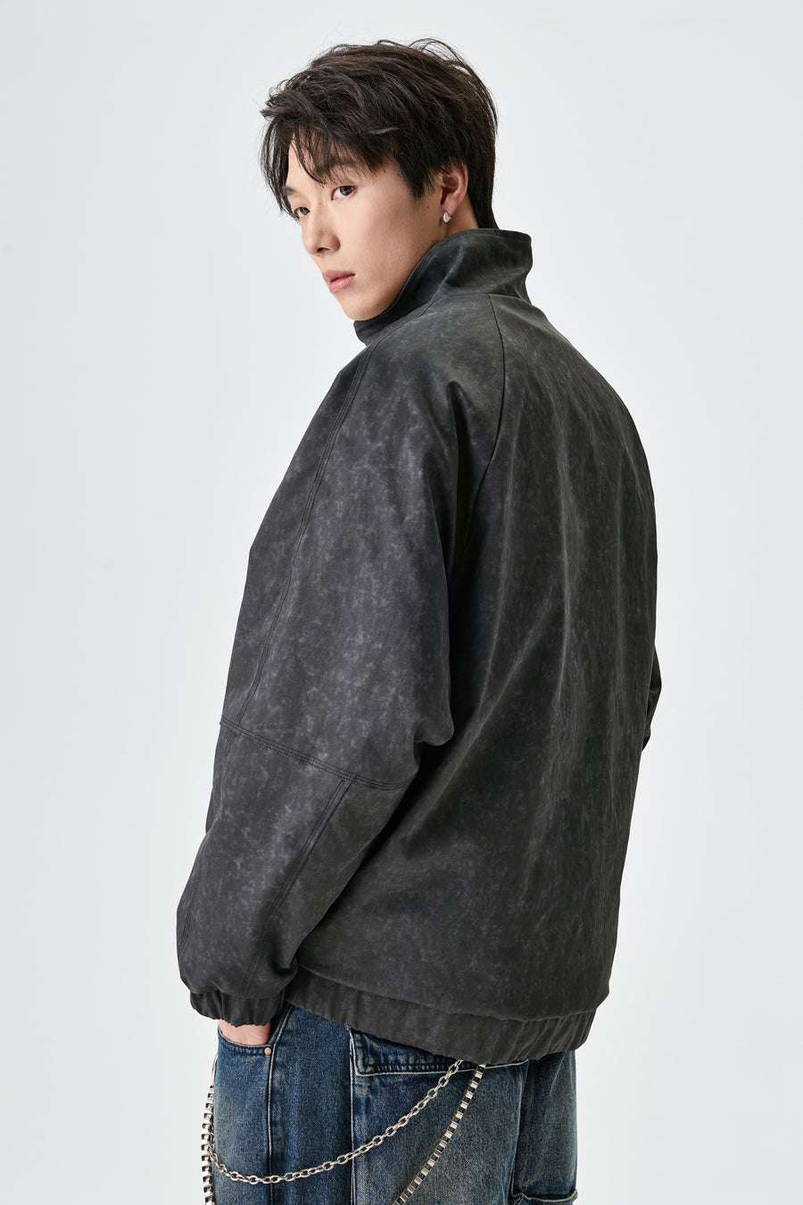 Relaxed Fit Dark Grey Jacket Side view | Weezy