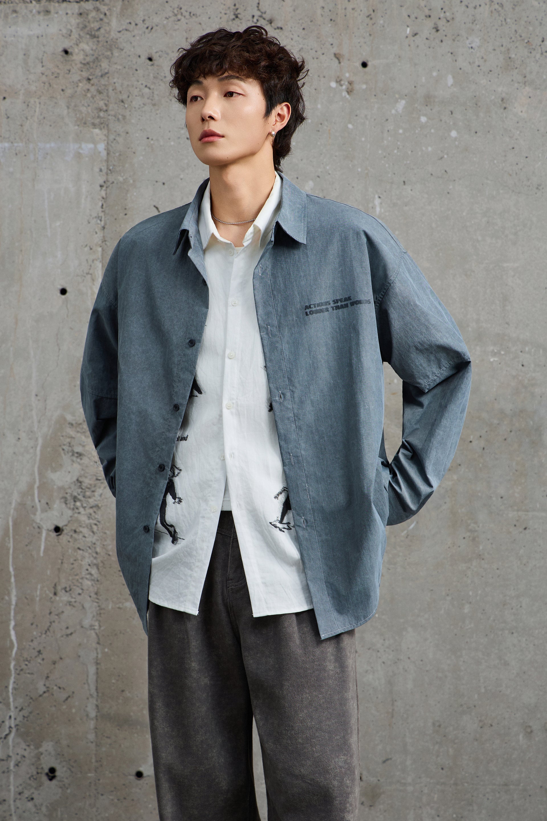 Acid Grey Printed Overshirt