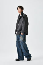 Relaxed Fit Dark Grey Jacket Model view | Weezy