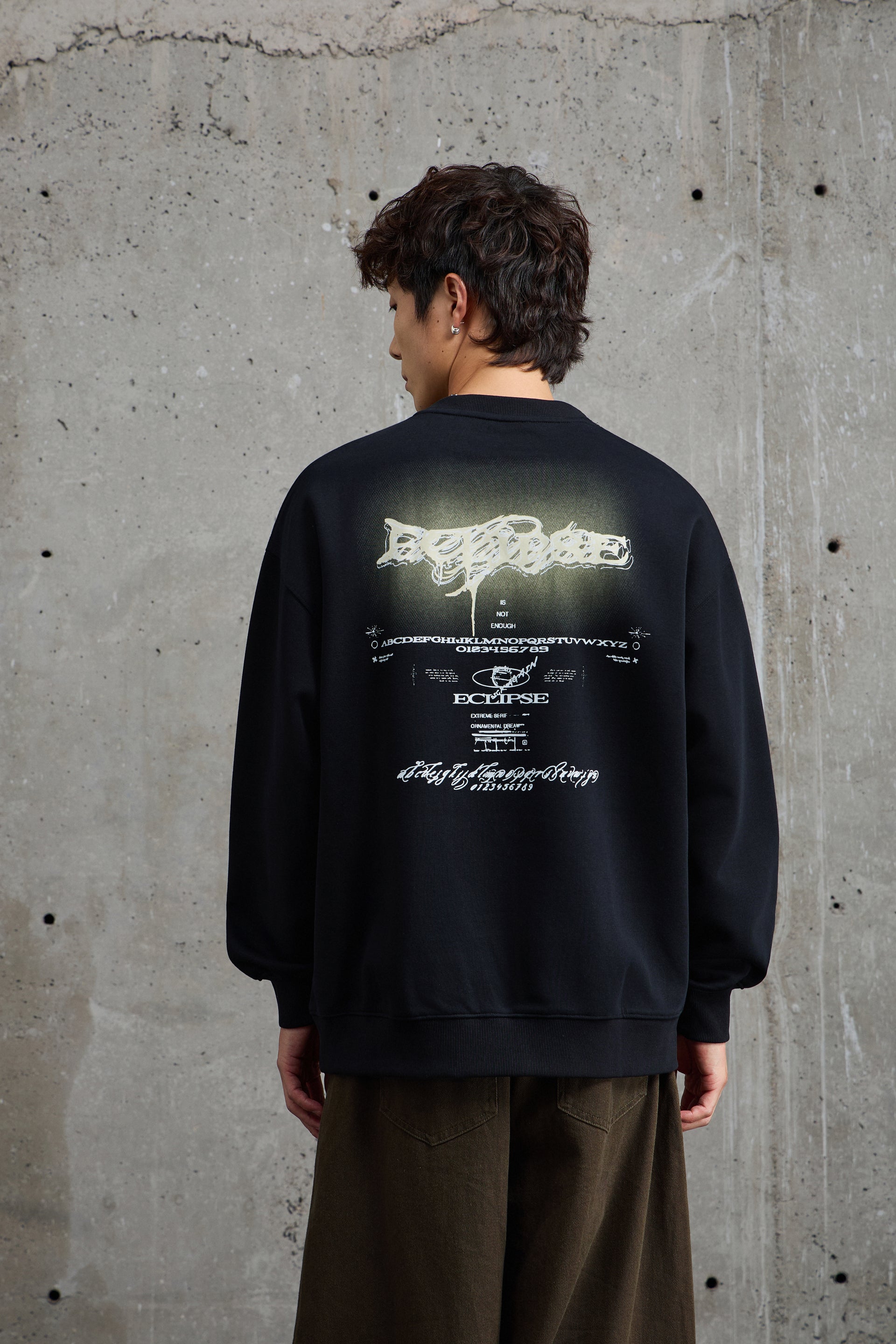 Jet Black Printed Sweatshirt