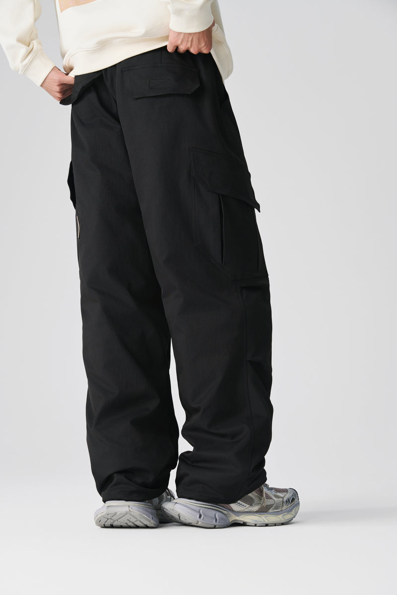 Jet Black Wide Leg Cargo Pants View 9 | Weezy