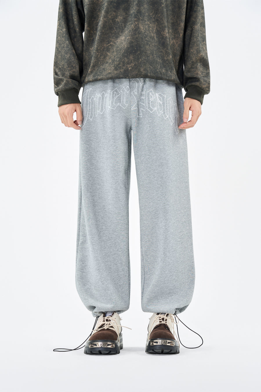 Embroidered Grey Sweatpants Lifestyle view | Weezy