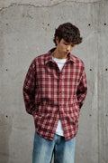 Crimson White Chequered Plaid Overshirt