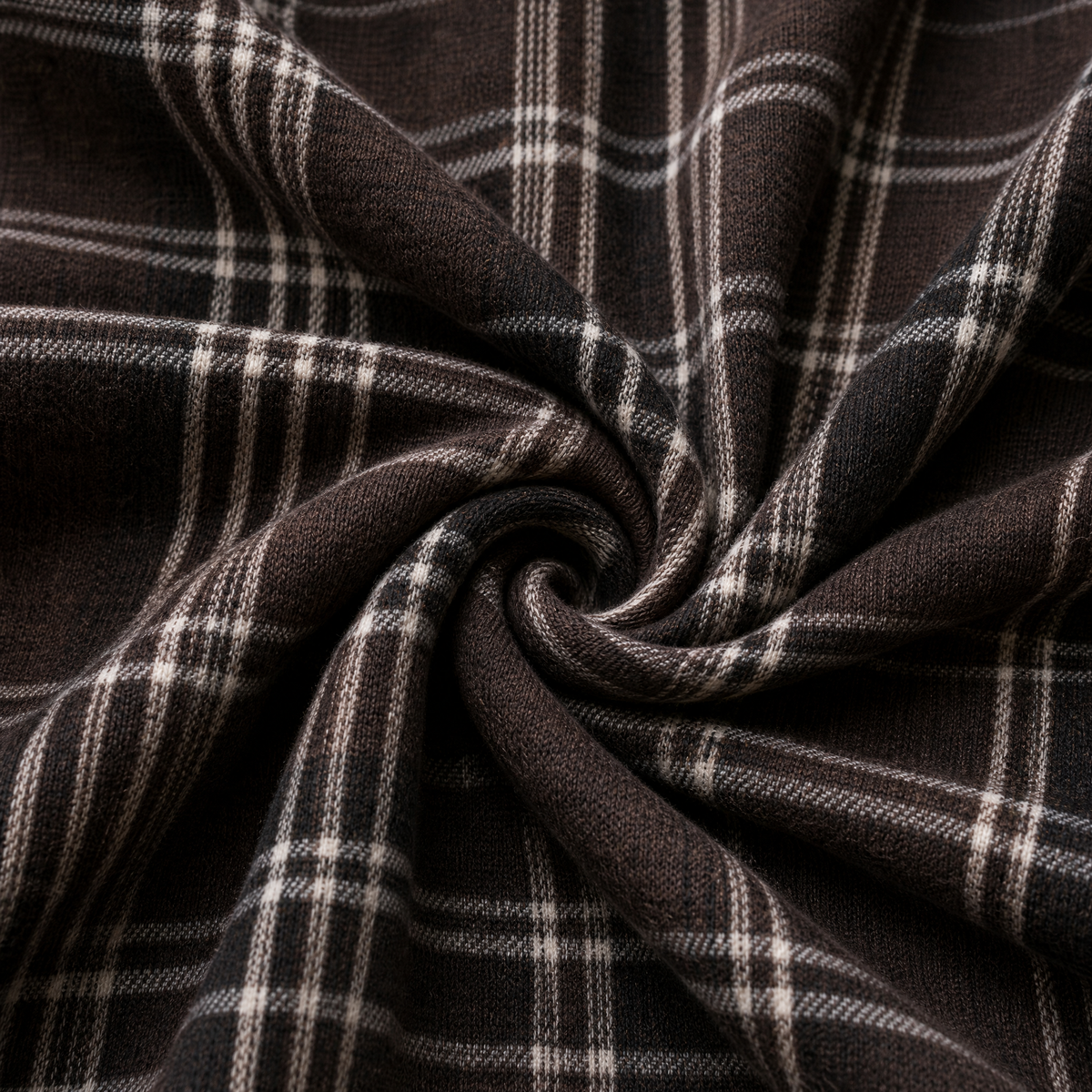 Close up of the fabric of this Brown Chequered Plaid Utility Shacket