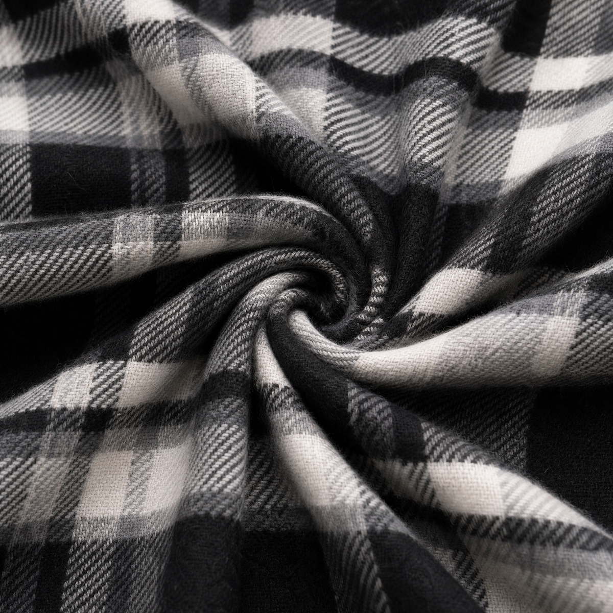 Close up of the fabric of this Embroidered Midnight Black Checkered Overshirt