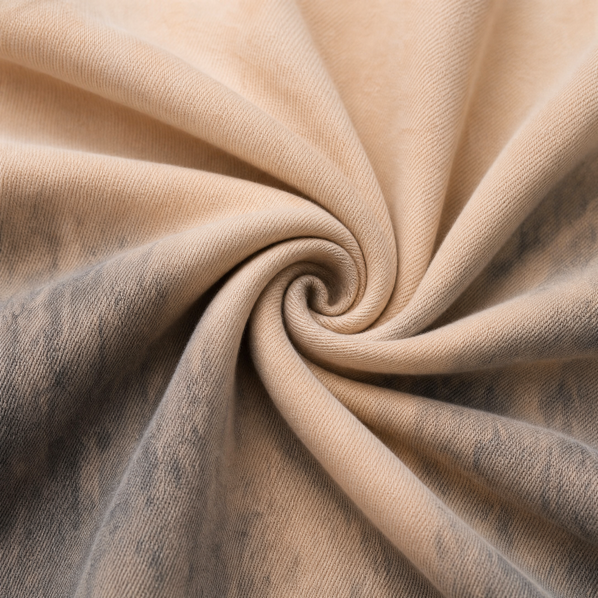 Close up of the fabric of this Gradient Washed Apricot Overshirt