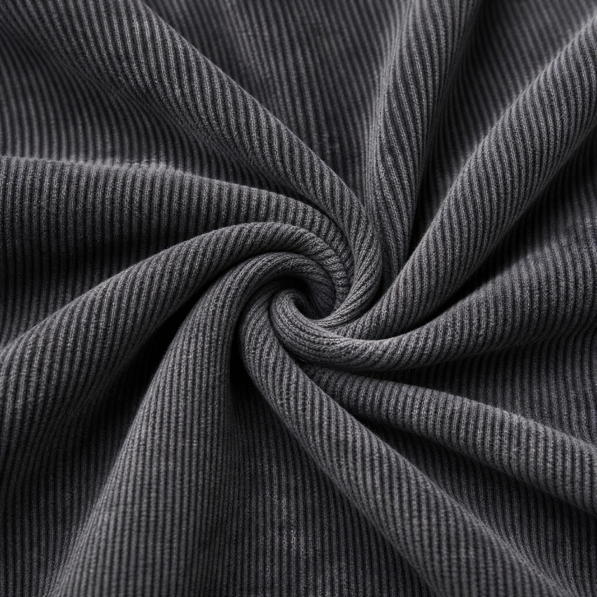 Close up of the fabric of this Relaxed Fit Charcoal Embroidered Corduroy Shacket