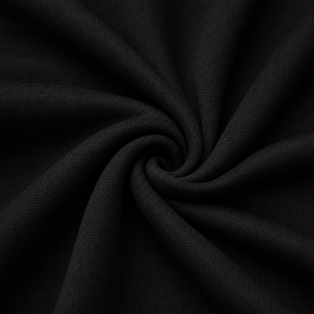 Close up of the fabric of this Unisex Black Pullover With Button Accents