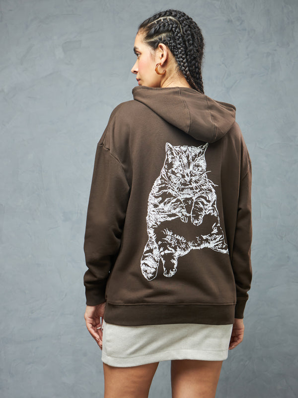Chocolate Brown Grumpy Cat Hoodie
