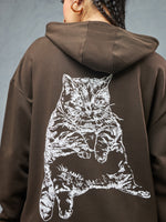 Chocloate Brown Grumpy Cat Hoodie Detail view | Weezy
