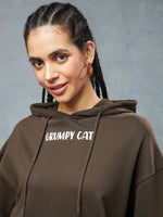 Chocloate Brown Grumpy Cat Hoodie Back view | Weezy