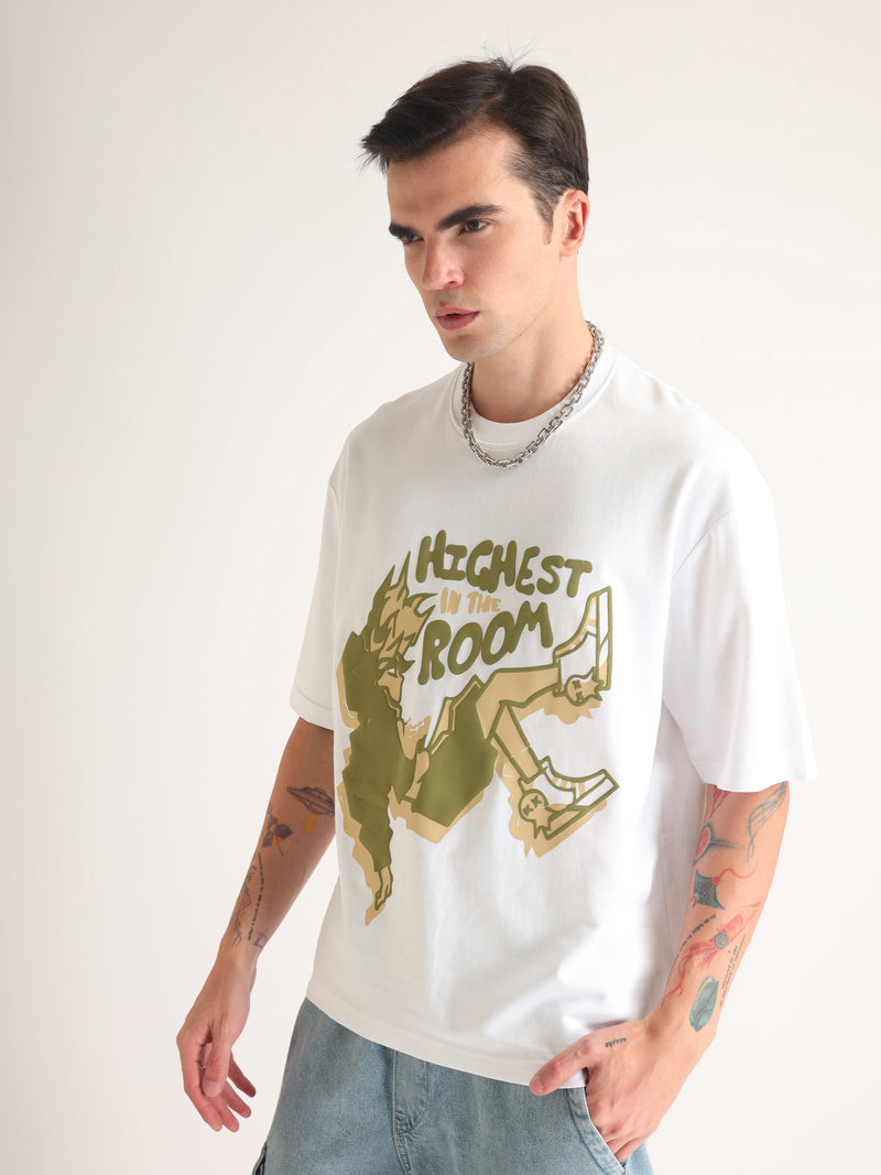 White Highest Oversized T-Shirt Detail view | Weezy