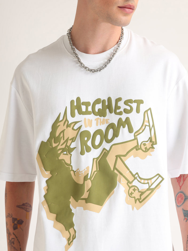 White Highest Oversized T-Shirt Back view | Weezy