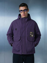 Purple Hooded Cargo Jacket Front view | Weezy