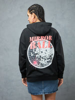 Jet Black Mirror Ball Hoodie Front view | Weezy