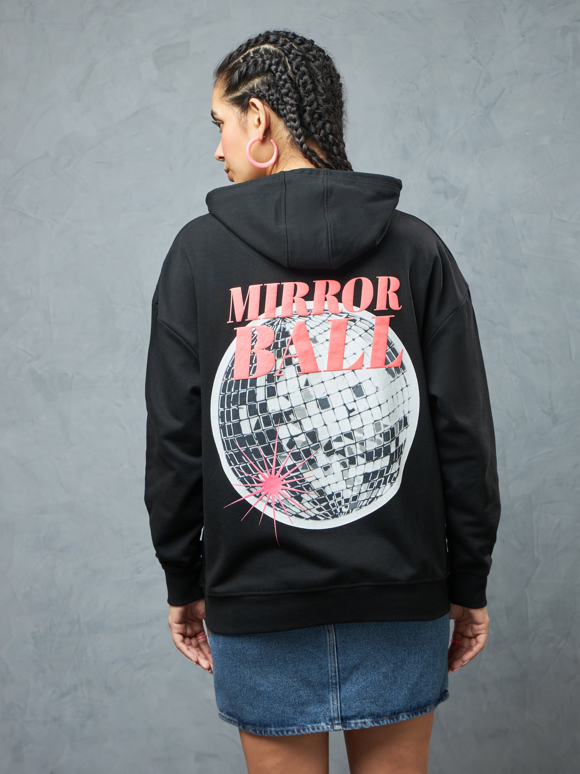 Jet Black Mirror Ball Hoodie