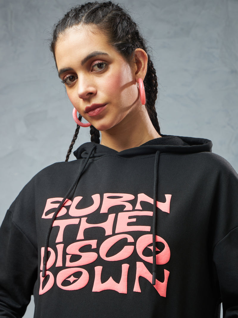 Jet Black Mirror Ball Hoodie Side view | Weezy