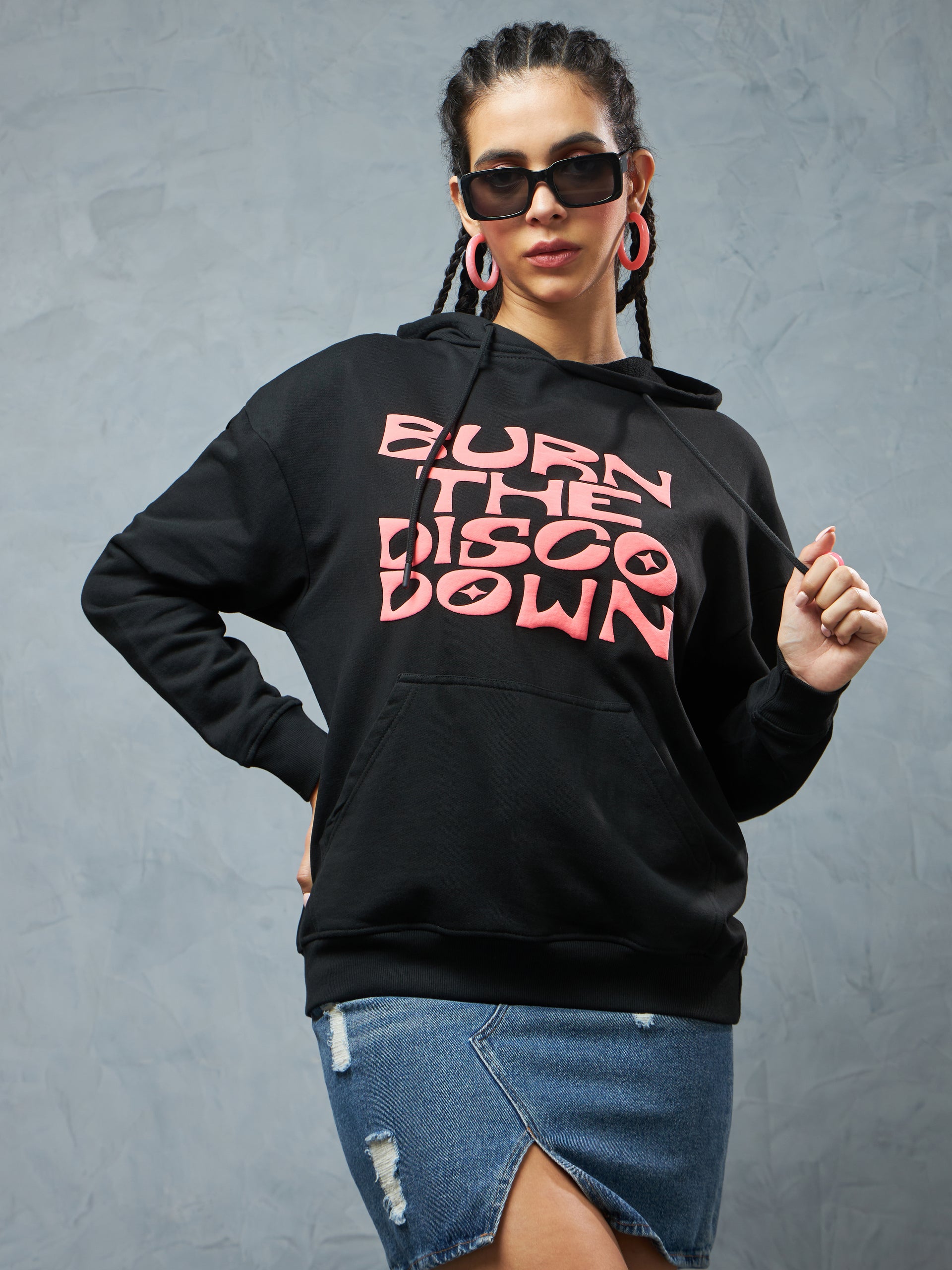 Jet Black Mirror Ball Hoodie