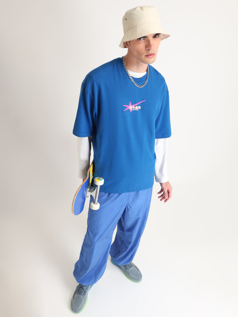 Imperial Blue Panther Oversized T-Shirt Model view | Weezy
