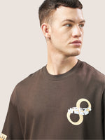 Chocolate Brown Infinity Links Oversized T-Shirt Back view | Weezy