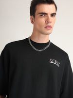 Jet Black Rave Oversized T-Shirt Detail view | Weezy